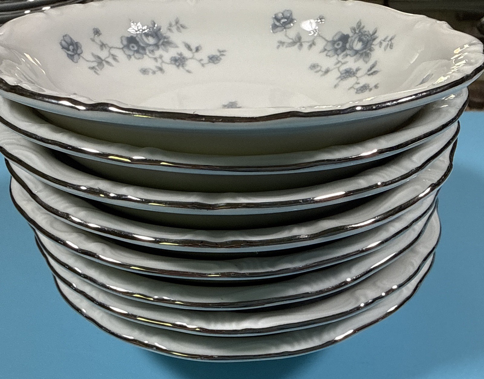 Johann Haviland Bavaria Germany Fine China Blue Garland 5⅛” Fruit Bowls- 8