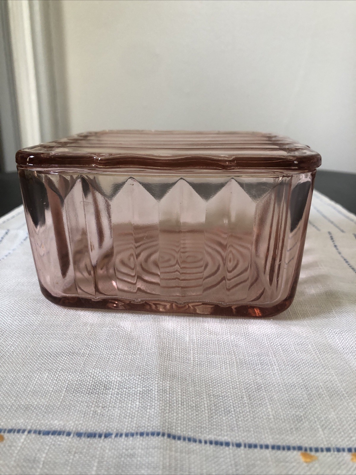 Vintage Jeannette Glass Jenny Ware Pink Depression Glass Refrigerator Dish With