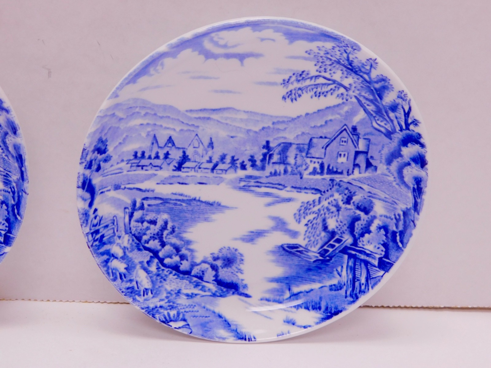 2 Antique VTG Alfred Meakin Blue Transferware Tintern Coasters Butter Pats