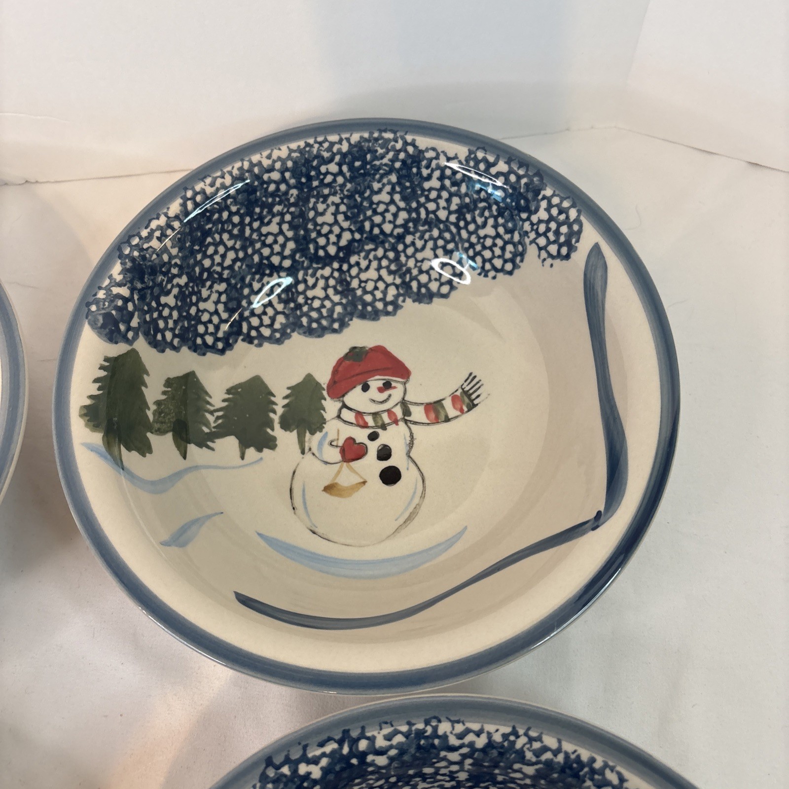 4 Elegant Dining Snowman 8 1/4” Vegetable Bowl Winter Christmas