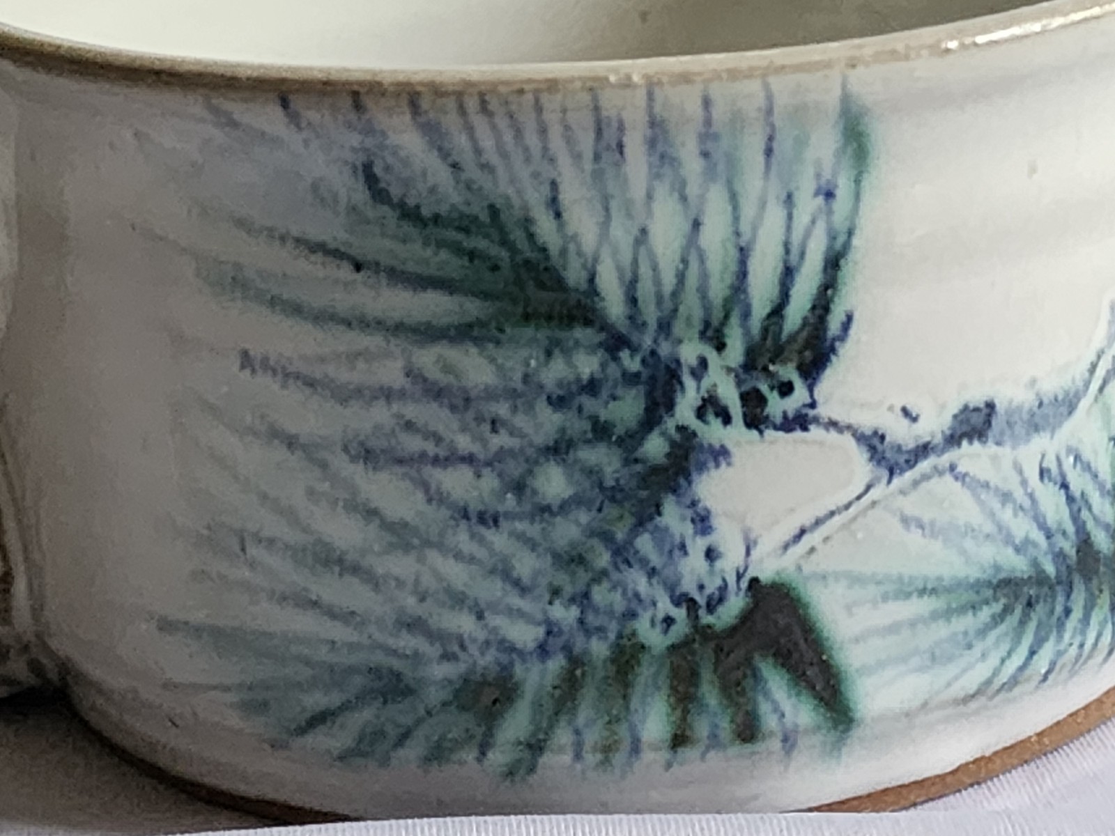 RARE David Hamilton Studio Pottery Pine Branch Needles Botanical Soup Bowl Mug
