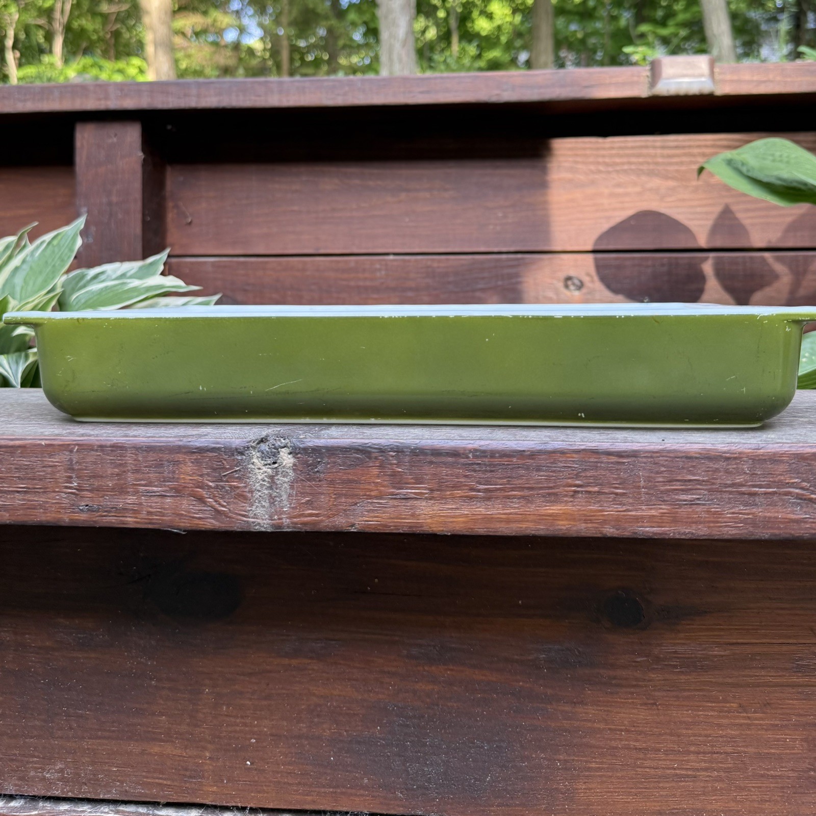 PYREX AVOCADO GREEN LARGE GLASS BAKING DISH 933 Lasagna 13 1/2 x 8 3/4