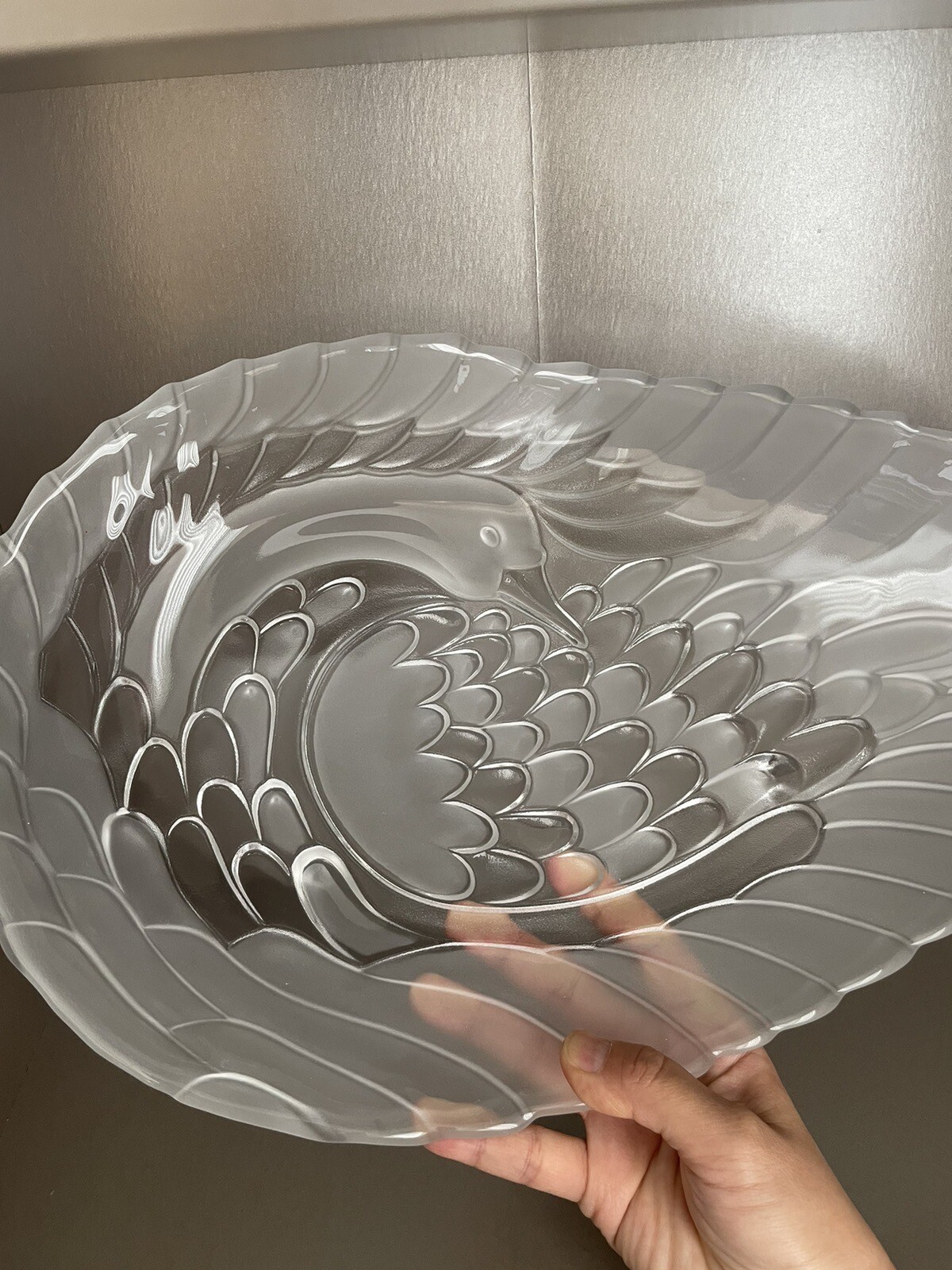 Silversmith Studio Crystal Germany Swan Collection 17” Platter Made in Germany