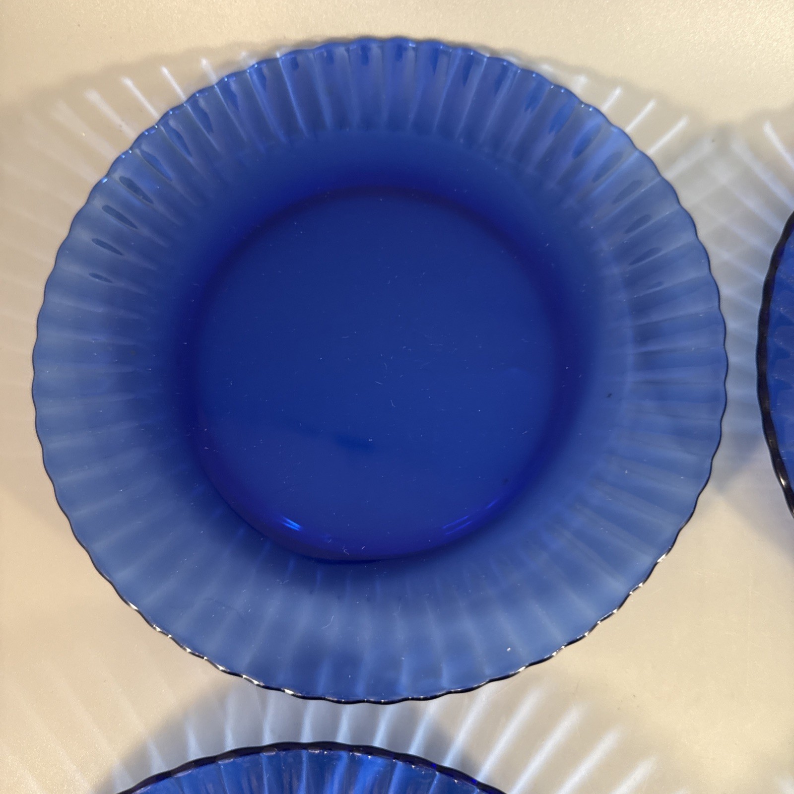 Set Of 6 Colorex Cobalt Blue Glass 7.25 Inch Salad Dessert Plate Made In Brazil