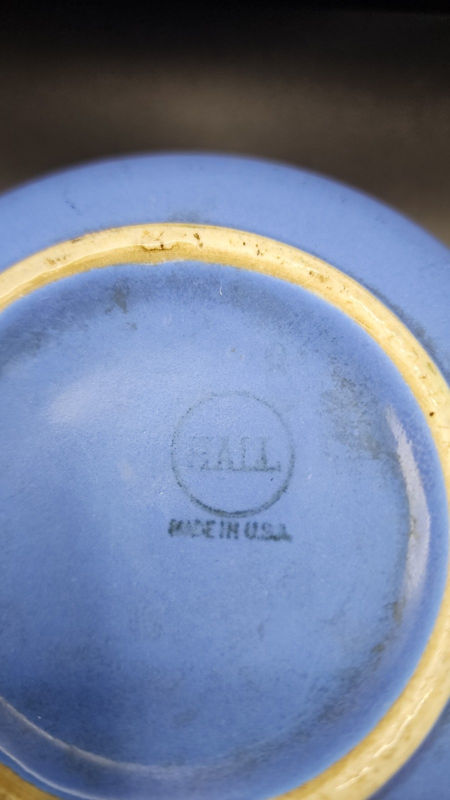 Vintage Hall China Delph Blue Ceramic Mixing Bowl 7.25″ Made in USA