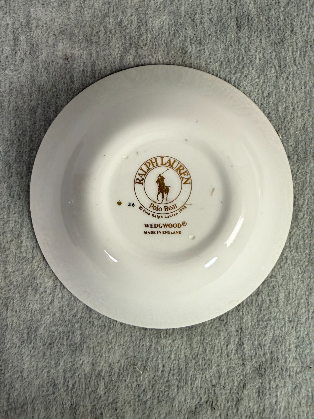Ralph Lauren Wedgwood Polo Bear Bowl & Salad Plate 1992 Gold Rims