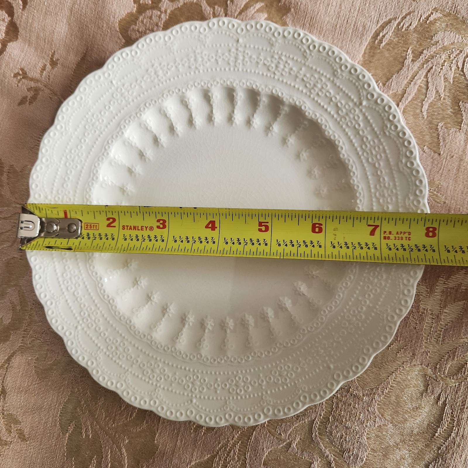 Spode Jewel Copeland Lace Print 8 inch Salad Dessert Plate Ivory White England