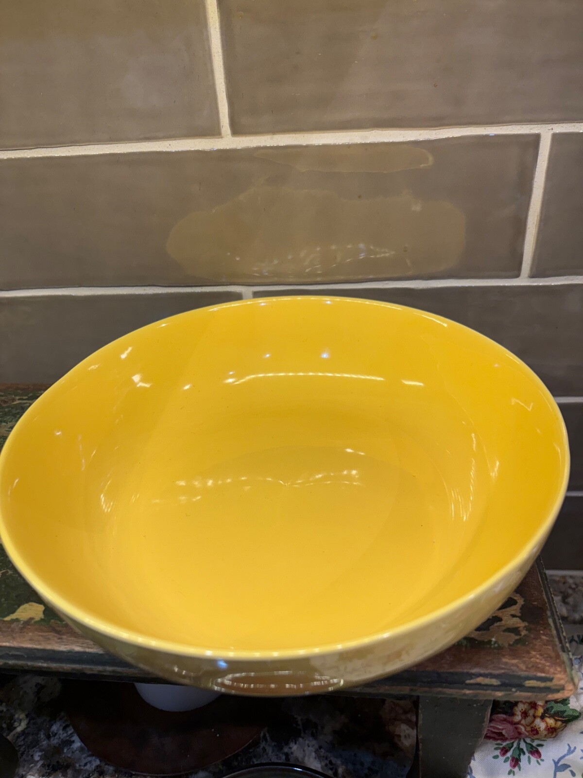 vtg mcm malibu modern bright yellow serving bowl by hollydale california