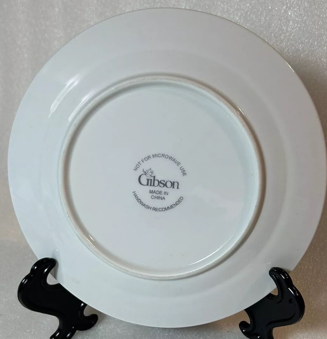 2 Gibson Housewares Plates White With Silver Trim 7.75in Replacements Vintage