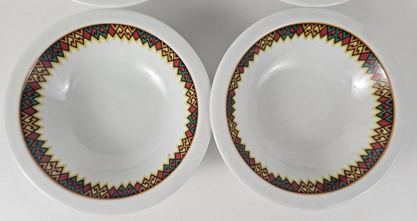 4 Ukrainian Beauty Made W. Germany VTG Dessert Bowls Decorative Folk Art Border