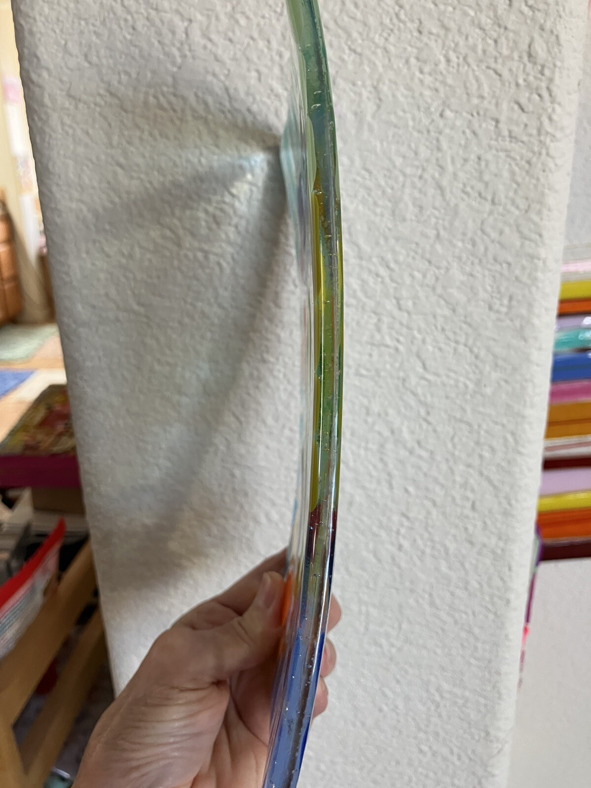 “Seashore Memories “Original Fused Art Glass Handmade 8.5”x5” Rectangular Tray