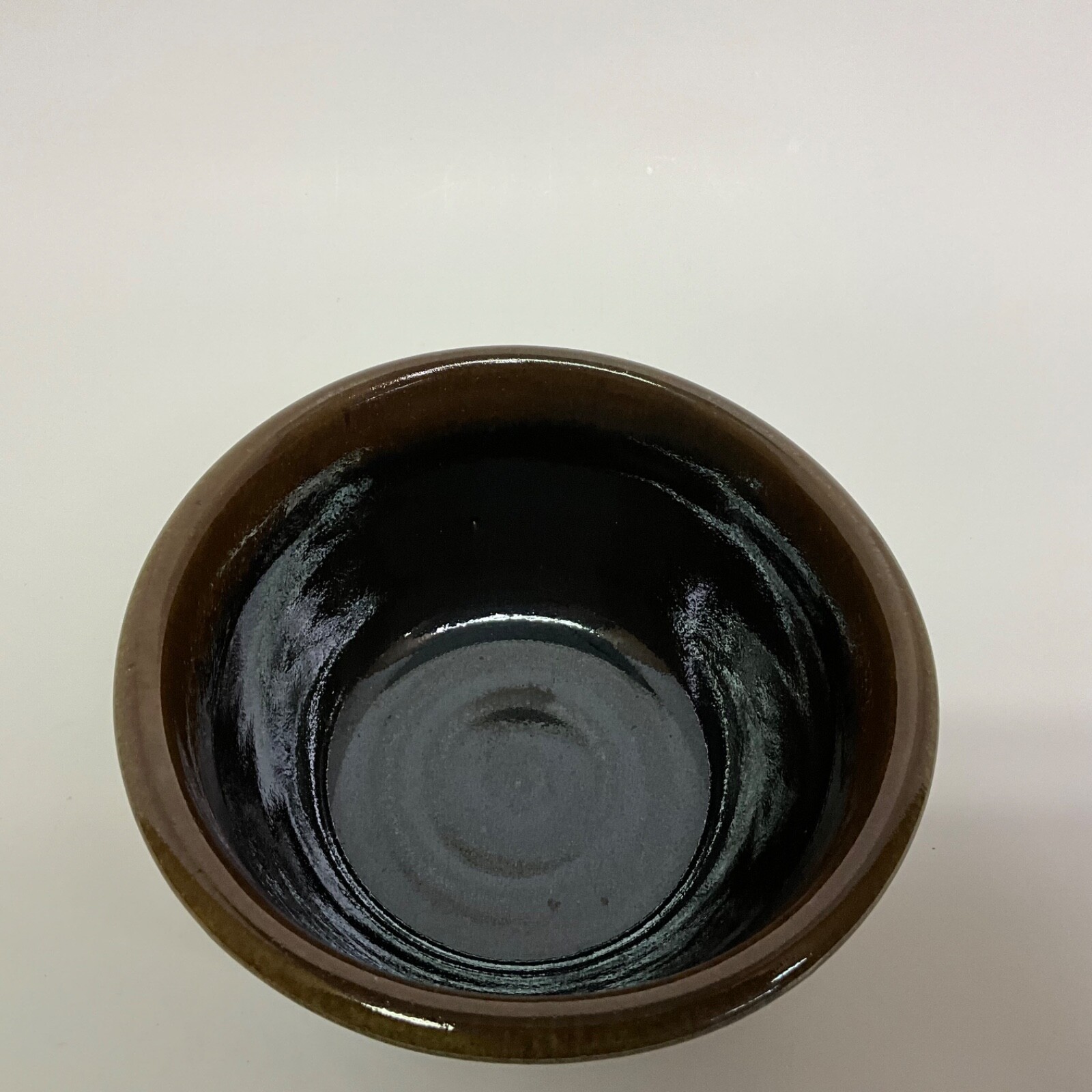 Studio Art Pottery Brown/Green Drip Glaze BOWL Signed RH 2007 – 3”H x 6”W