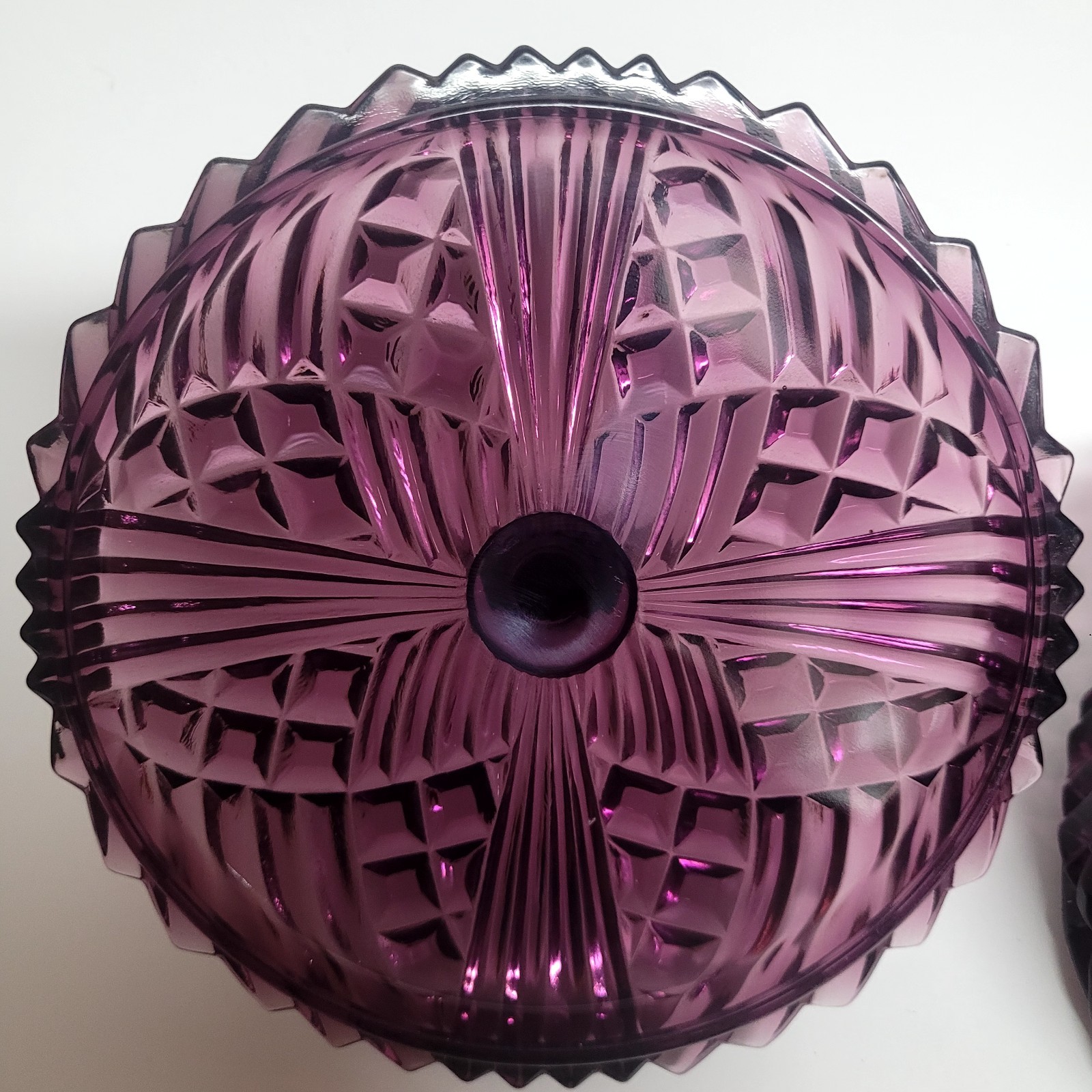Vintage Viking Glass Amethyst Purple Divided Lidded Dish MCM Art Deco Style rare