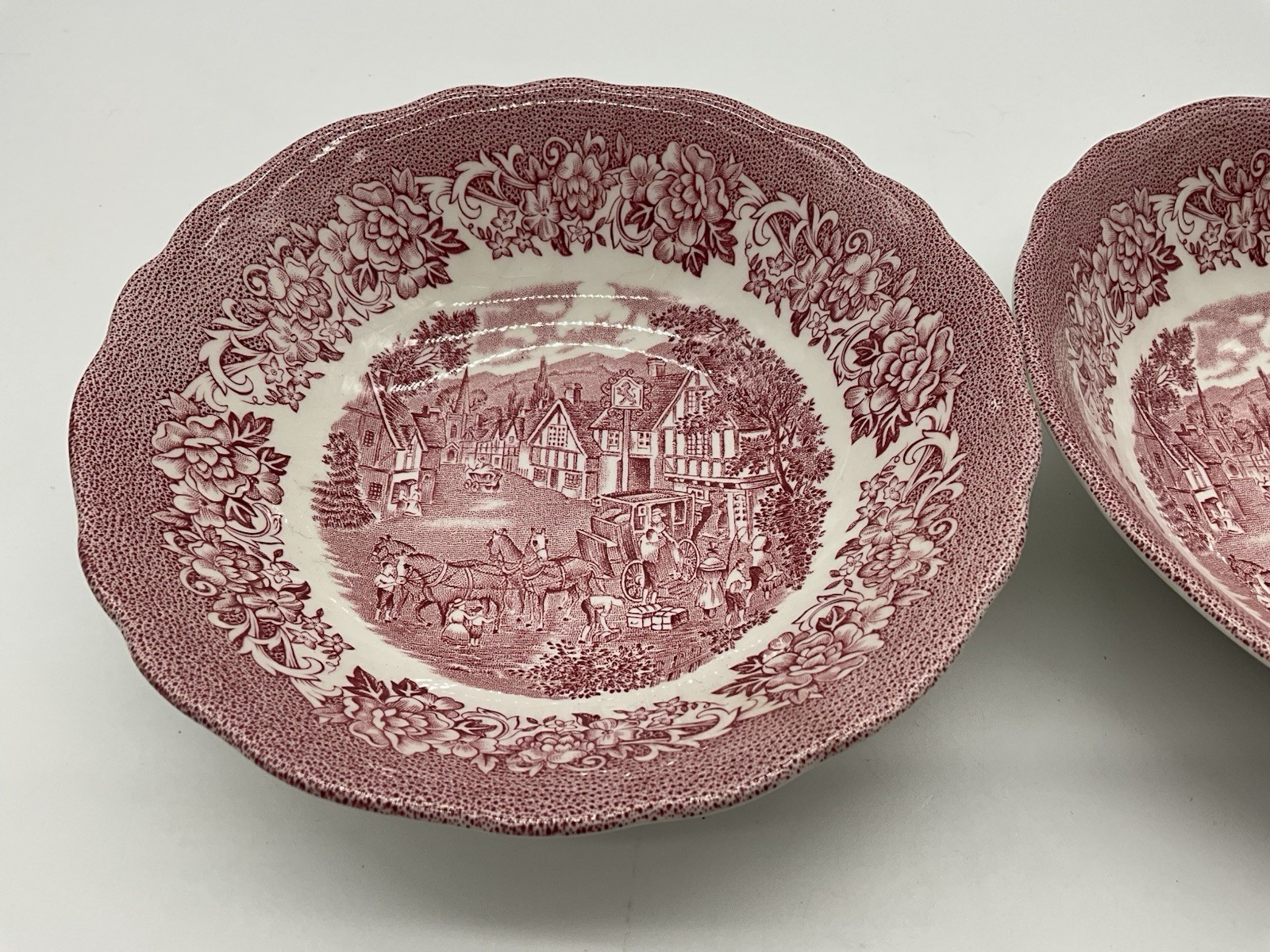 J & G Meakin Royal Staffordshire Stratford Stage 6.25″ Soup Bowls (2) VTG Pink