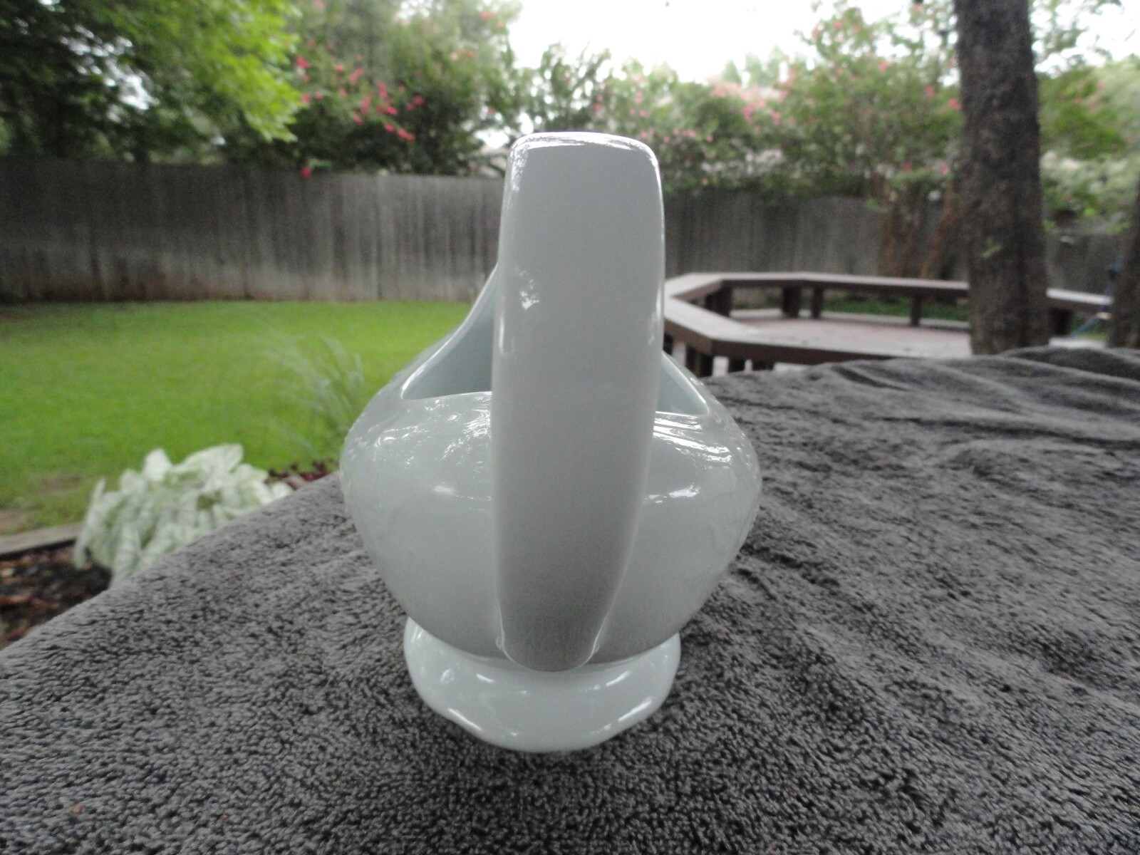 Dansk Ivy Embossed Fruit and Leaves Solid Pure All White Gravy Boat