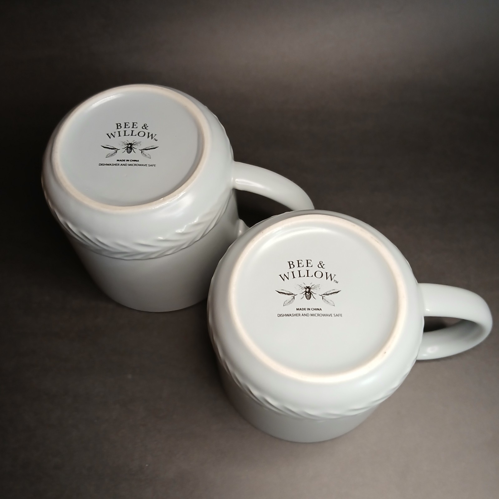 Bee & Willow Ashville Vine Matte Gray Set Of Two Mugs 15 oz. Bed Bath & Beyond