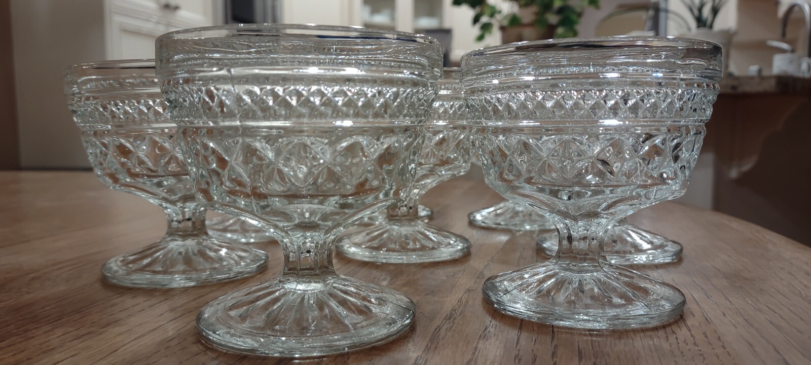 Ice Cream Sundae Pedestal Glass Cups, Set of 8, Vintage Dessert Bowls