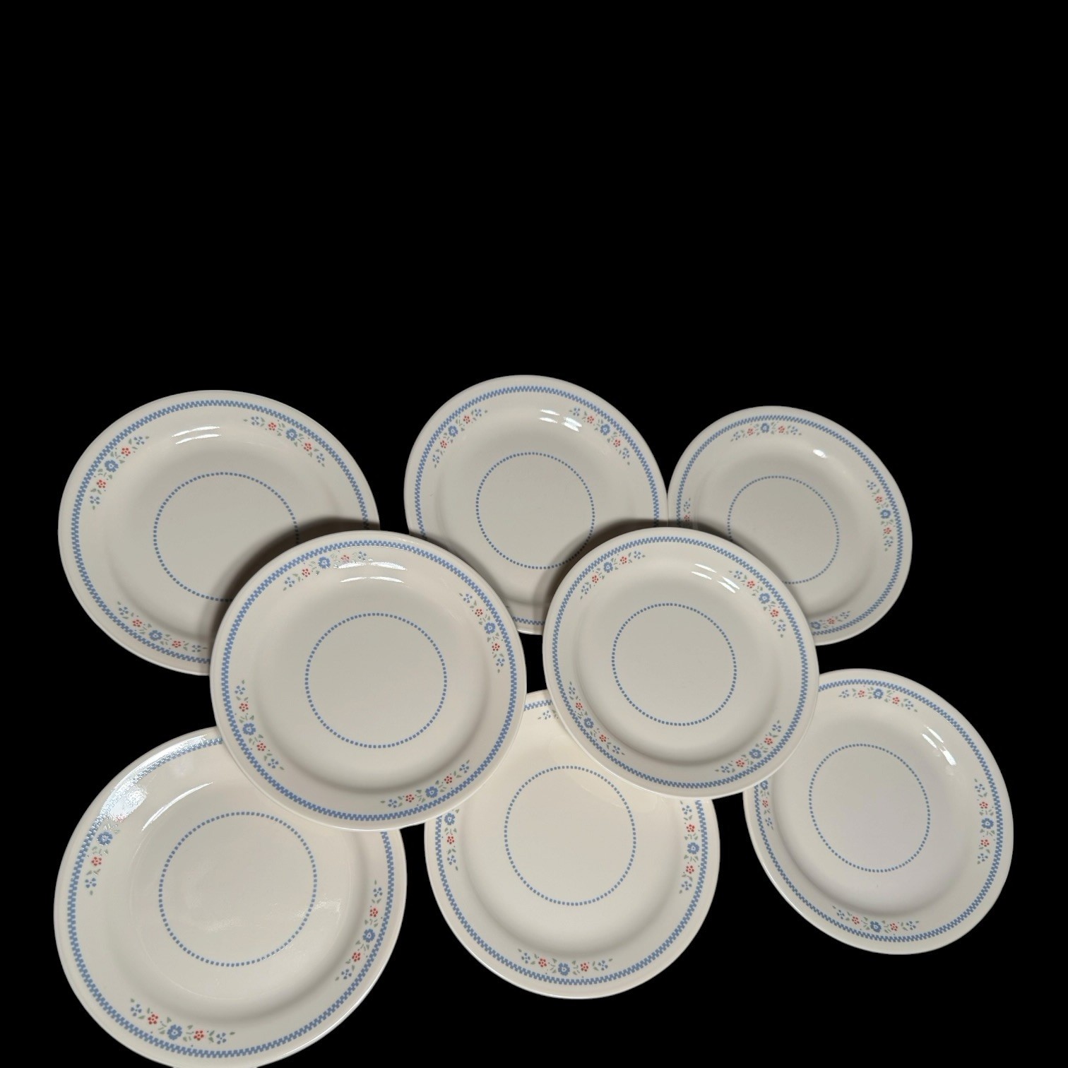 8 Vintage Corelle by Corning Granny Cottage Needlepoint 7.25″ Bread Plates