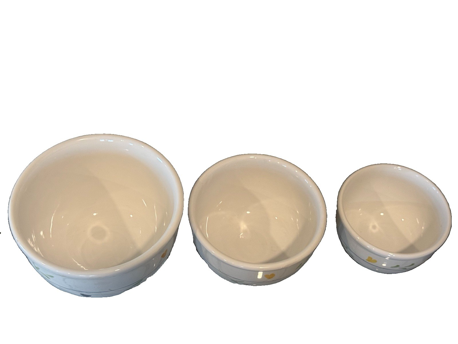 Vintage Italy Nesting Ceramic Mixing Bowl Set 3pc Floral Blue Line Stoneware Pot