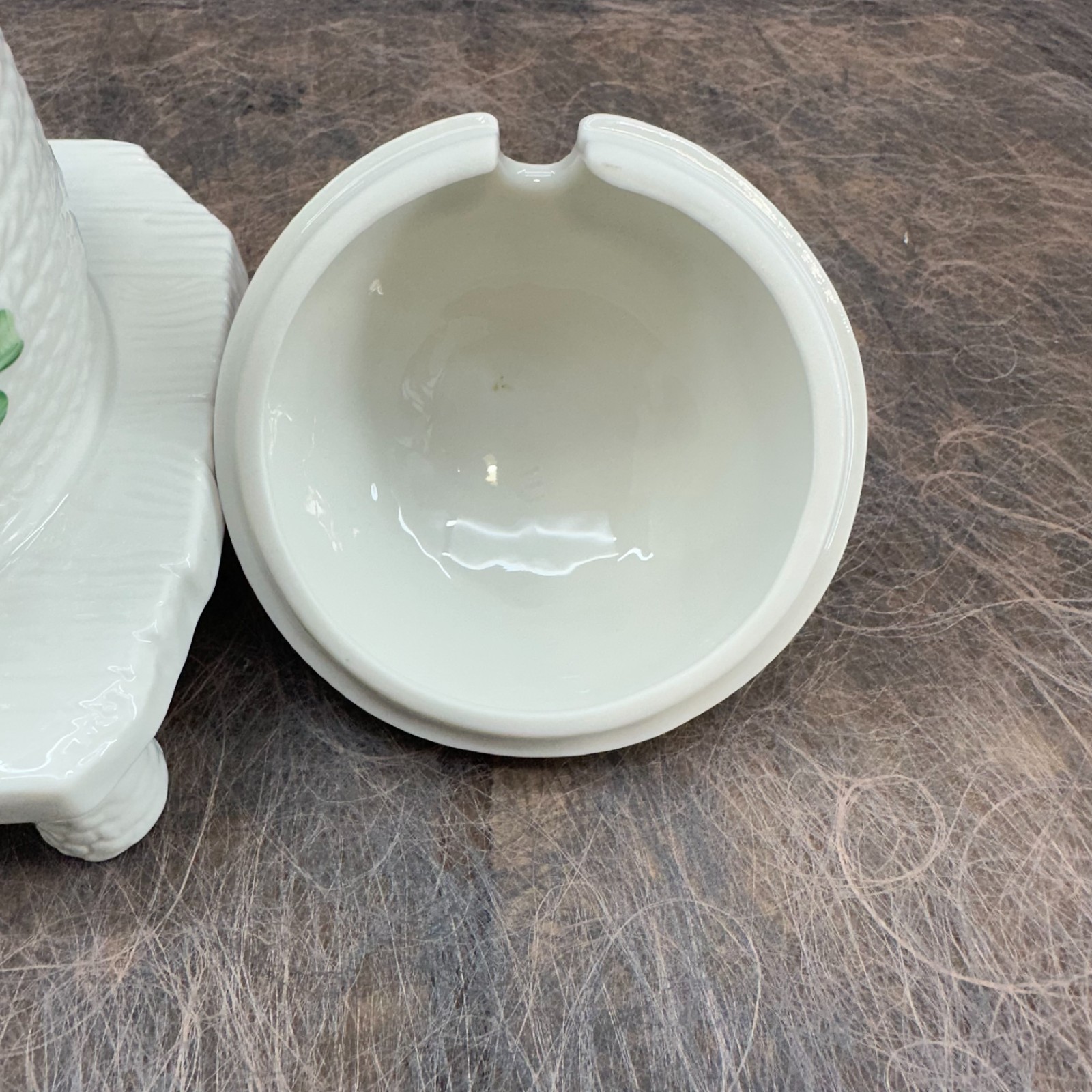Belleek Honey Pot Jar with Spoon; Basketweave, Shamrocks, Bees