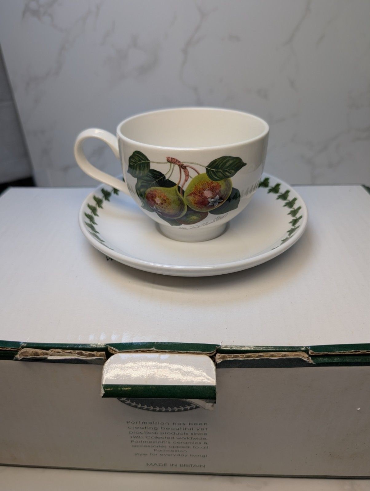 Portmeirion Pomona Breakfast Cups & Saucers Set 6 New Boxed Britain
