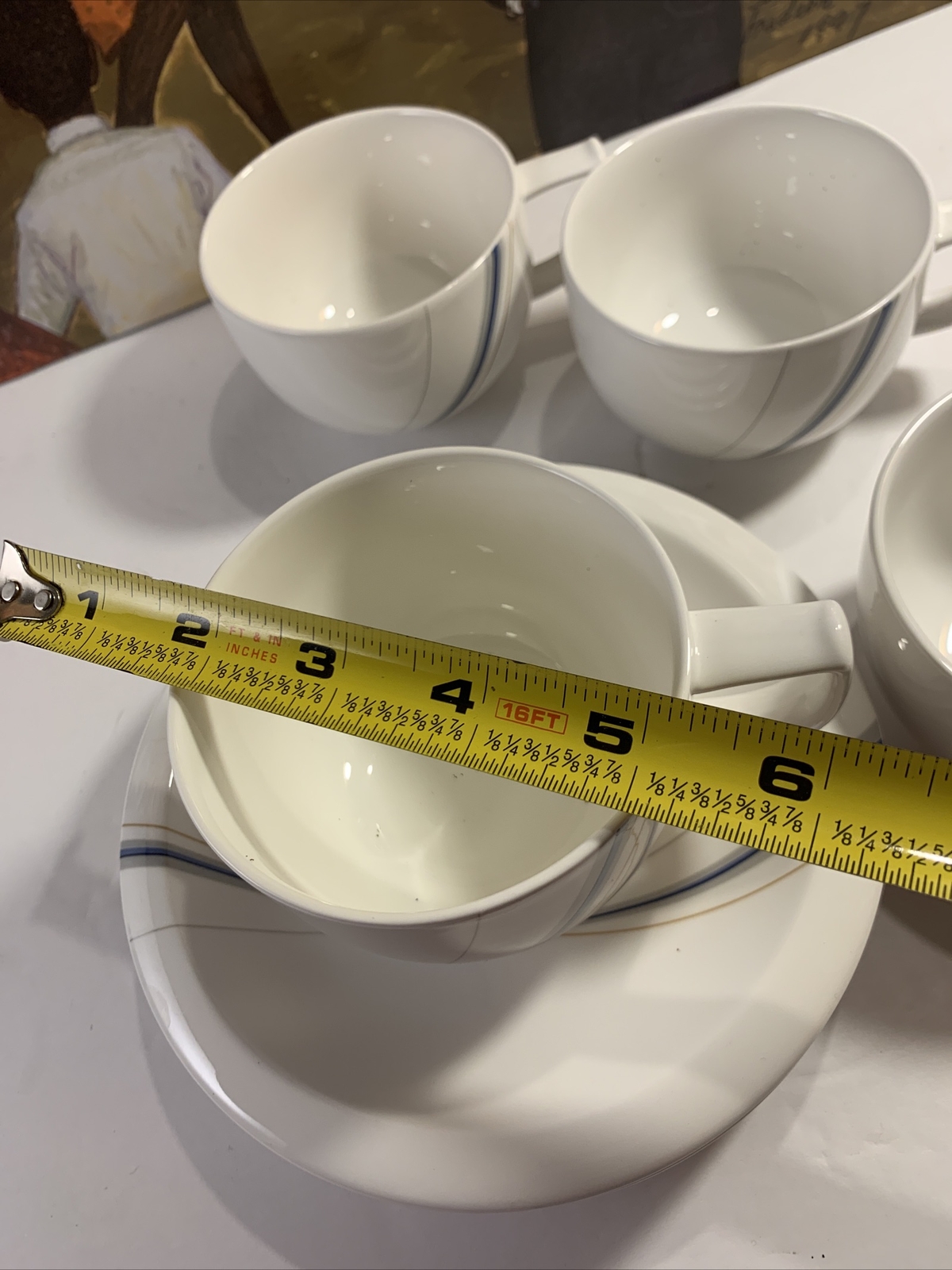 Mikasa Maxima Fine China~Composure~Cup & Saucer Set #CAL03 Gray Blue Tan~Japan