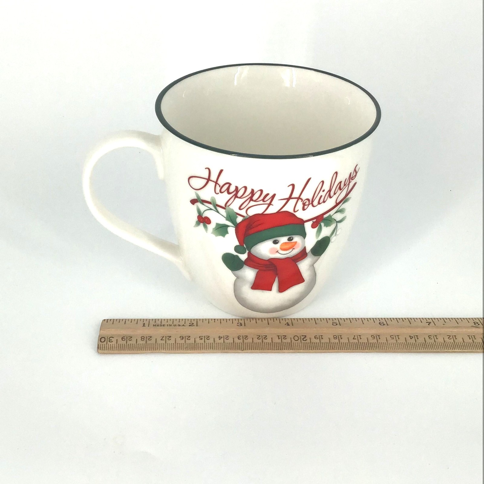 Pfaltzgraff Winterberry Mug Happy Holidays Snowman 20 oz 4.25″ D 4.5″ H