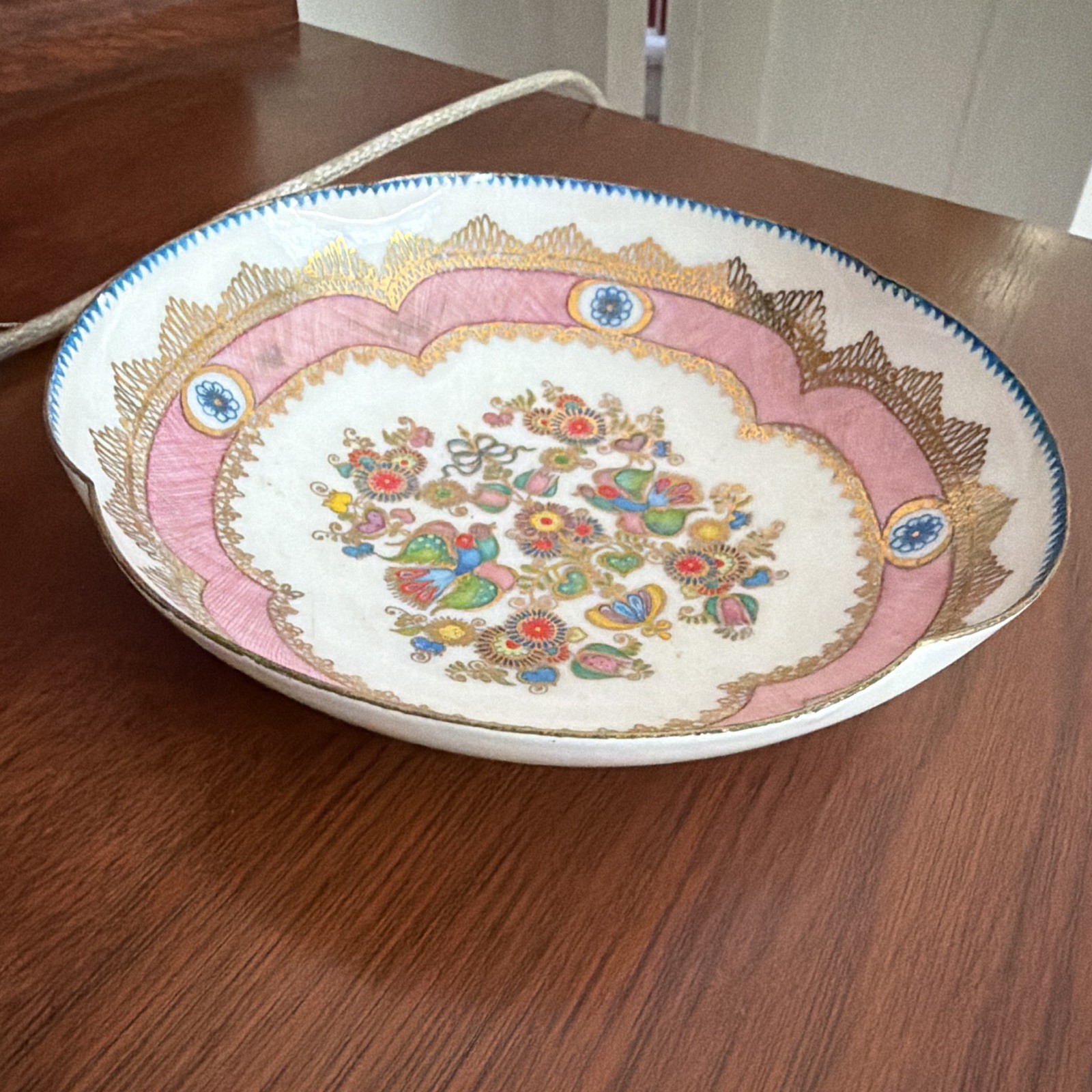 Lambertside Austria Round Multicolor Floral Ceramic Bowl Painted Backstamp
