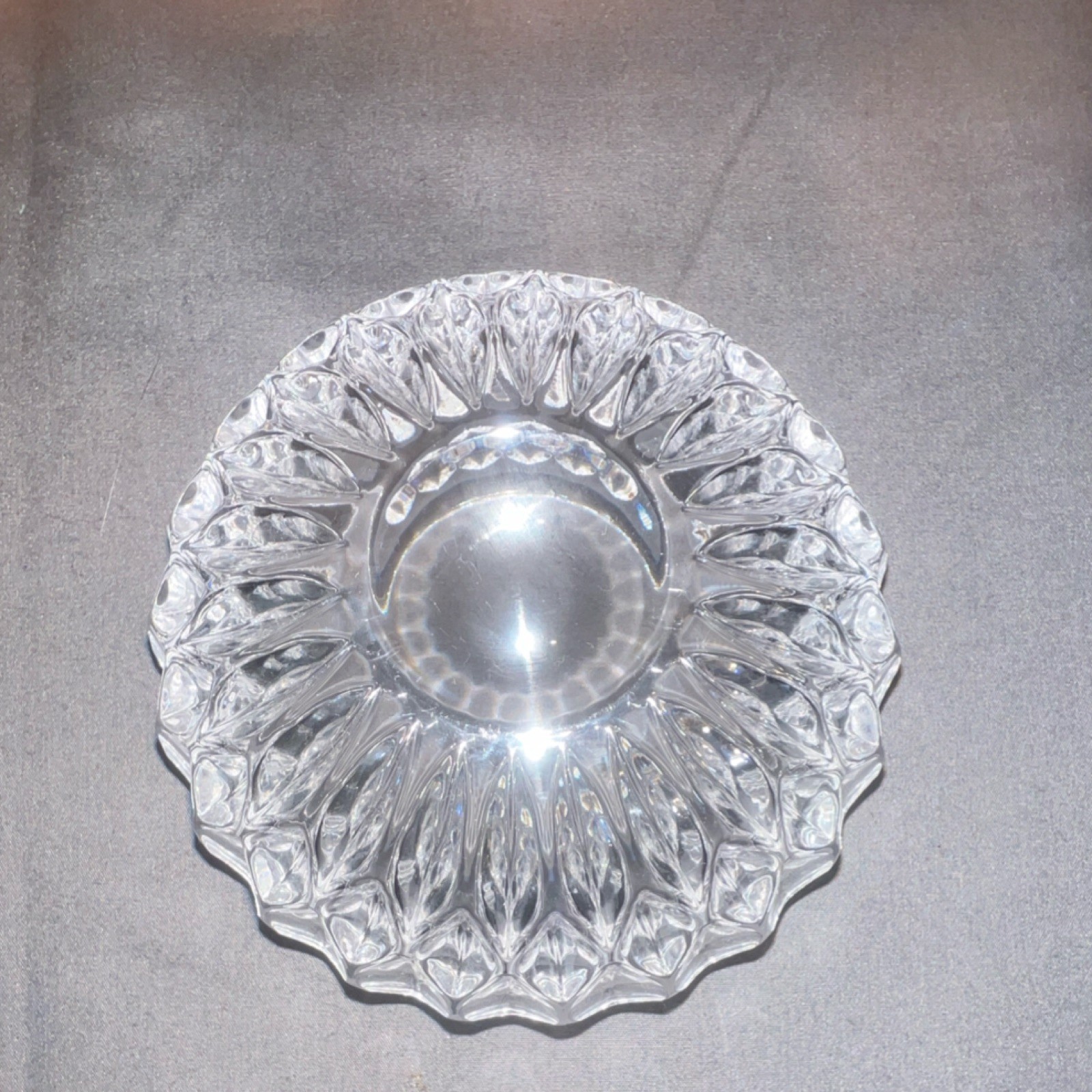 Vtg Gorham Althea Crystal Apple Sugar Bowl Lidded Jam Jar Spoon Slot 1980s