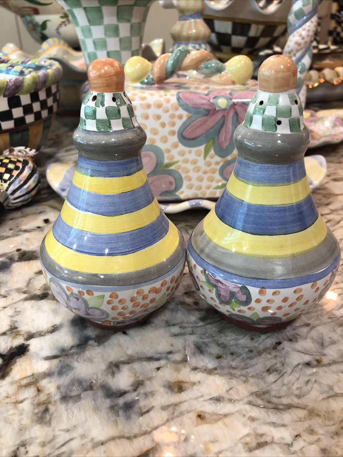 MacKenzie-Childs Ceramic Myrtle Salt & Pepper Shakers 1 Set Of 2