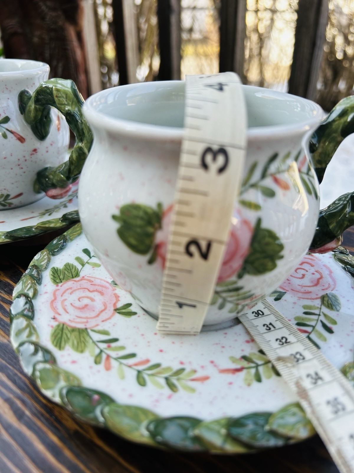 Papel Giftware Floral Ceramic Cup & Saucer Set, Thailand, Four-Piece