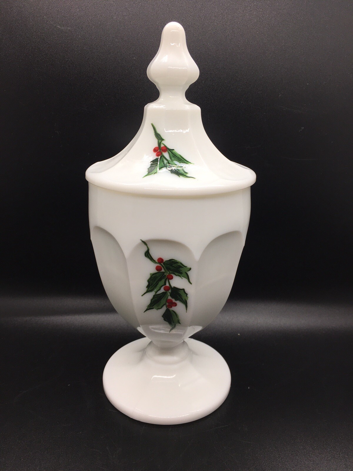 Vintage Westmoreland Milk Glass Colonial Holly Candy Dish Pedestal Candy Dish