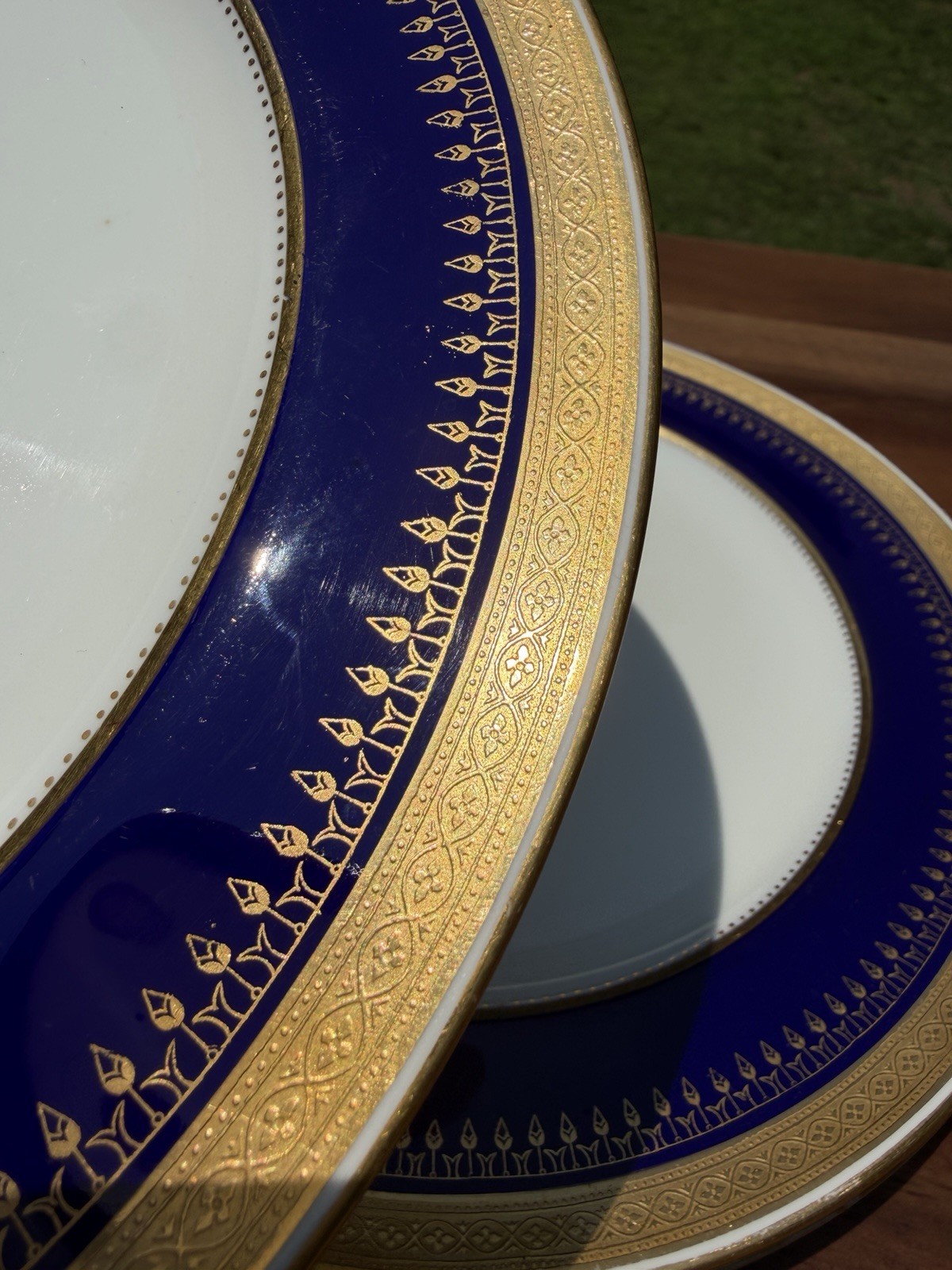 Antique Mintons Cobalt Blue Gold Encrusted Plates MW Beveridge Washington DC
