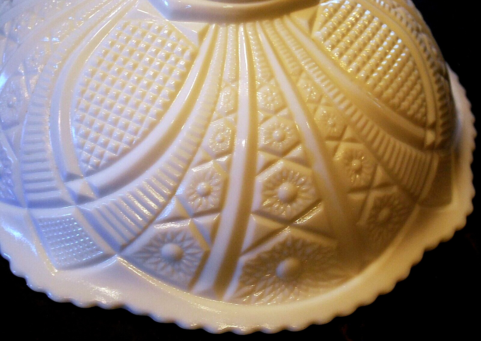 Vtg 1930s McKee THE CONCORD White Milk Glass PUNCH BOWL & PEDESTAL BASE SET 13″