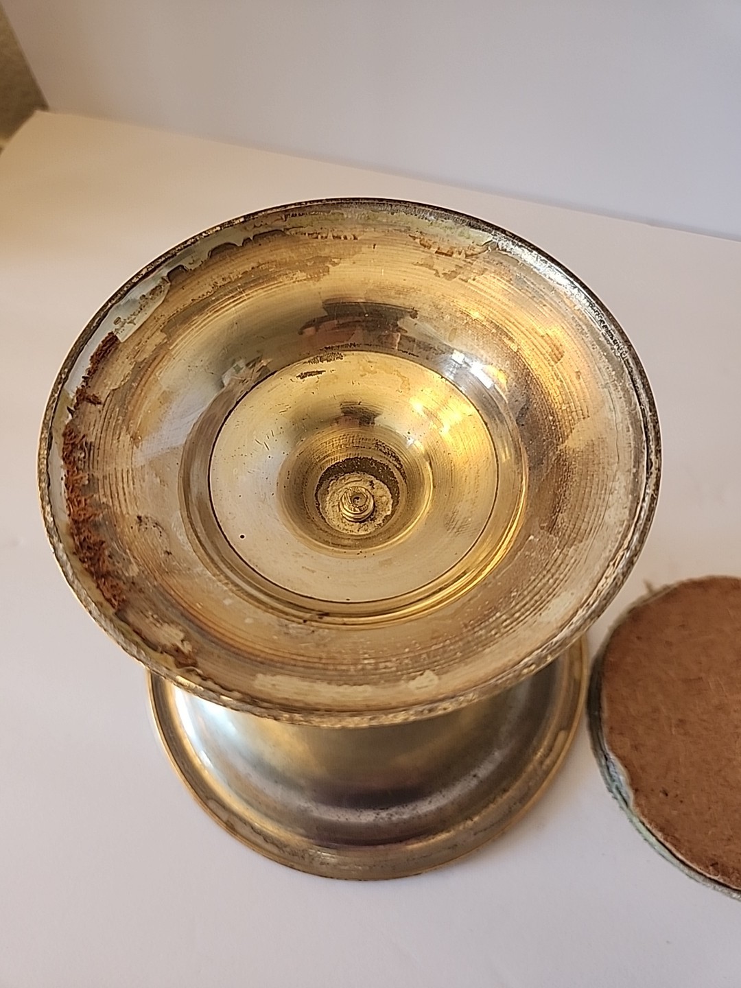Antique Art Deco Ice Cream Cup Pedestal Candy Candle Server Holder India Metal