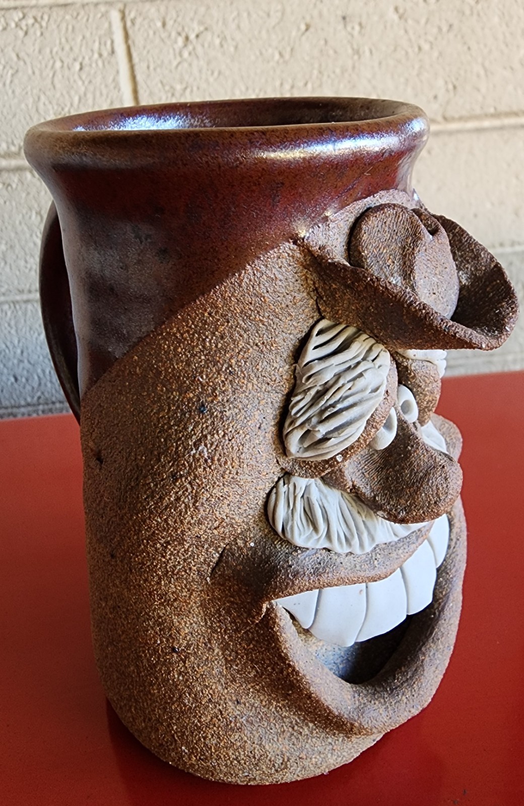 Original Mark Hines Creations Funny Face Mug Stoneware Pottery Artist Signed
