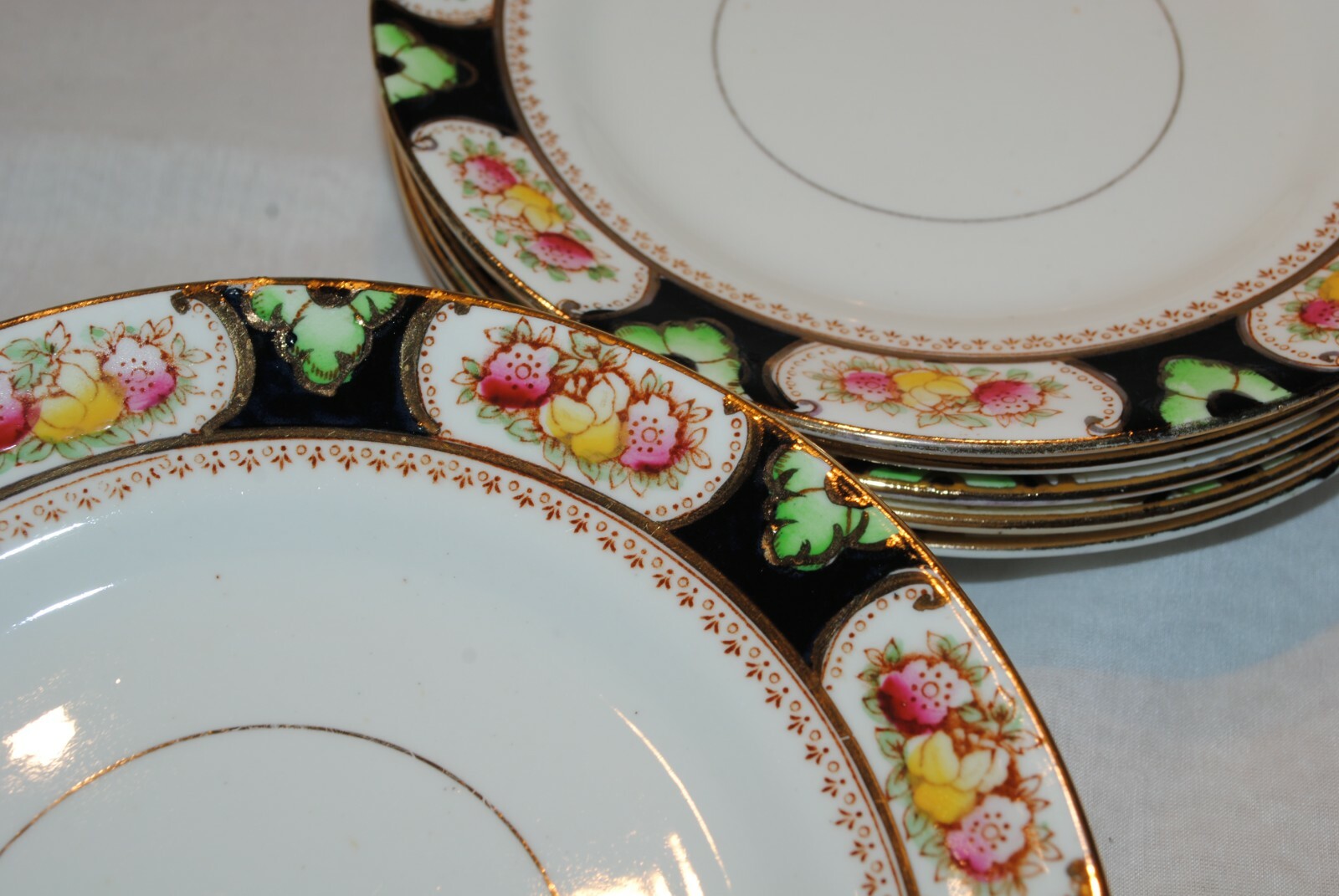 VINTAGE STANDARD CHINA IMARI LOT 6 B&B SIDE PLATES COBALT BLUE RUST ENGLAND