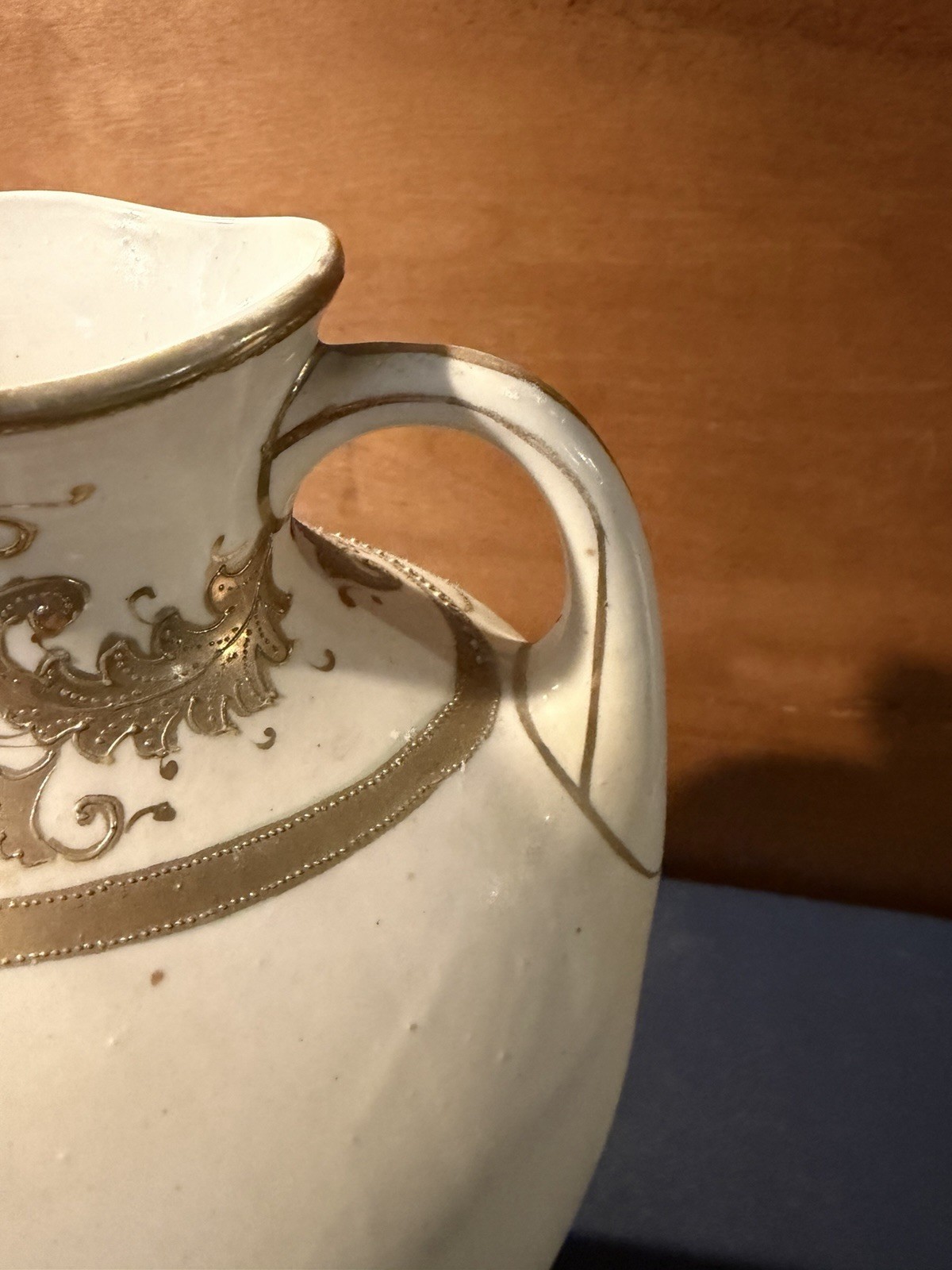 Antique Nippon Hand Painted Scenic Double Handle Vase Gold Gilt Moriage 11”