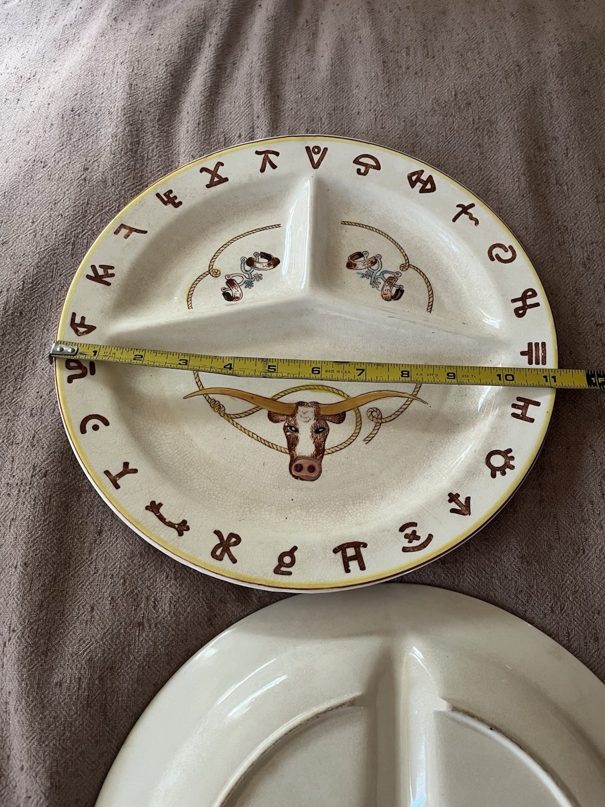 2 Vintage 11” Fred Roberts Western Theme Grill dinner plates.