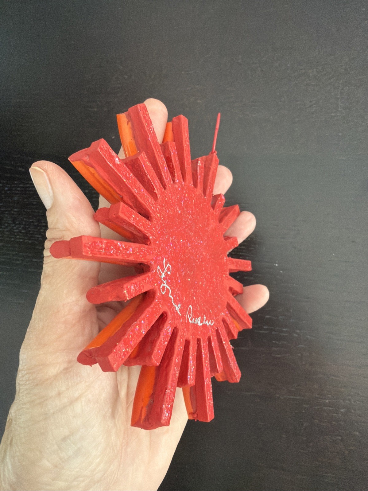 FIESTA WARE * SUN ☀️ Christmas Ornament HANDMADE USA with Vintage Red ( ORANGE)