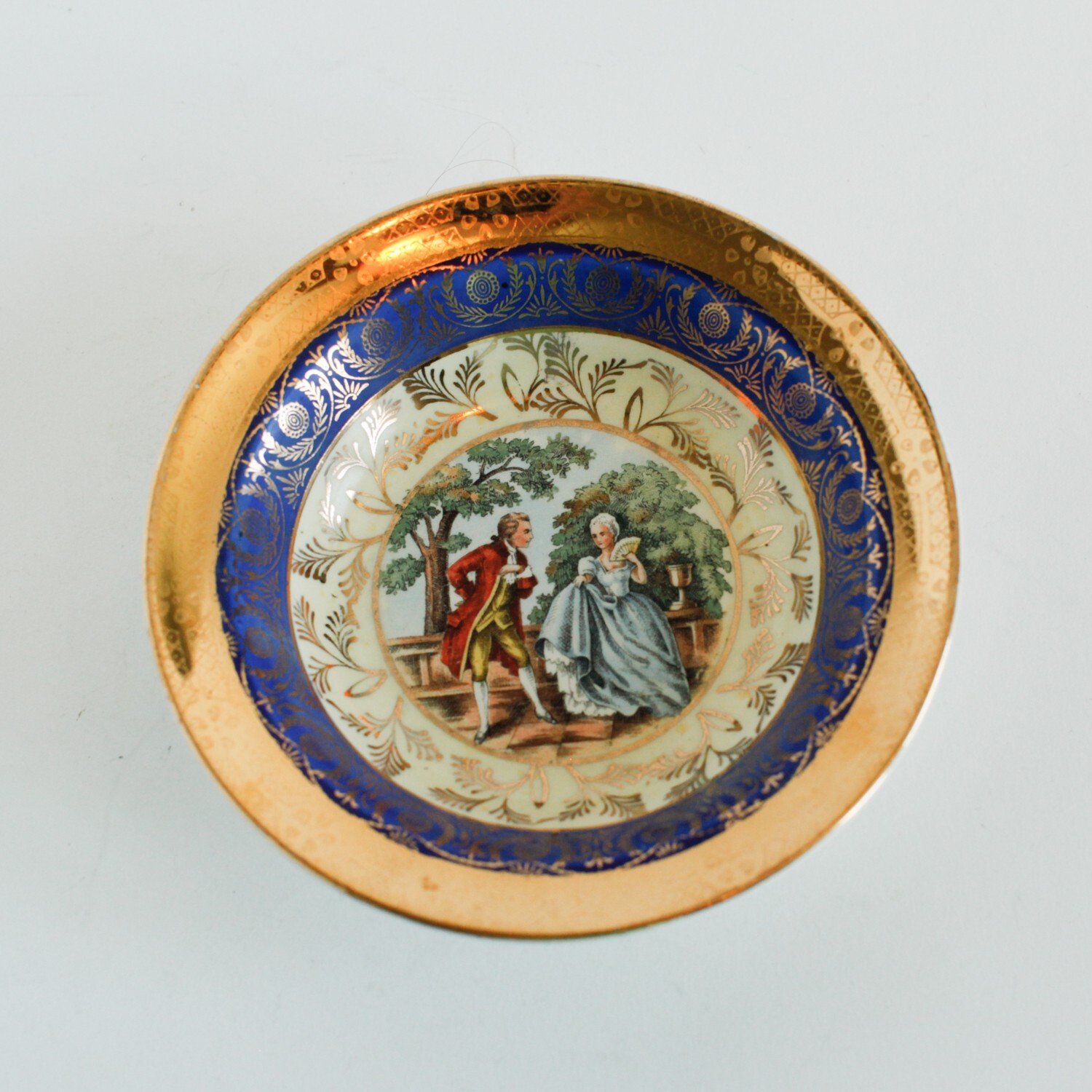 Vintage Bromley Victorian Blue 22K Gold Warranted Bowl