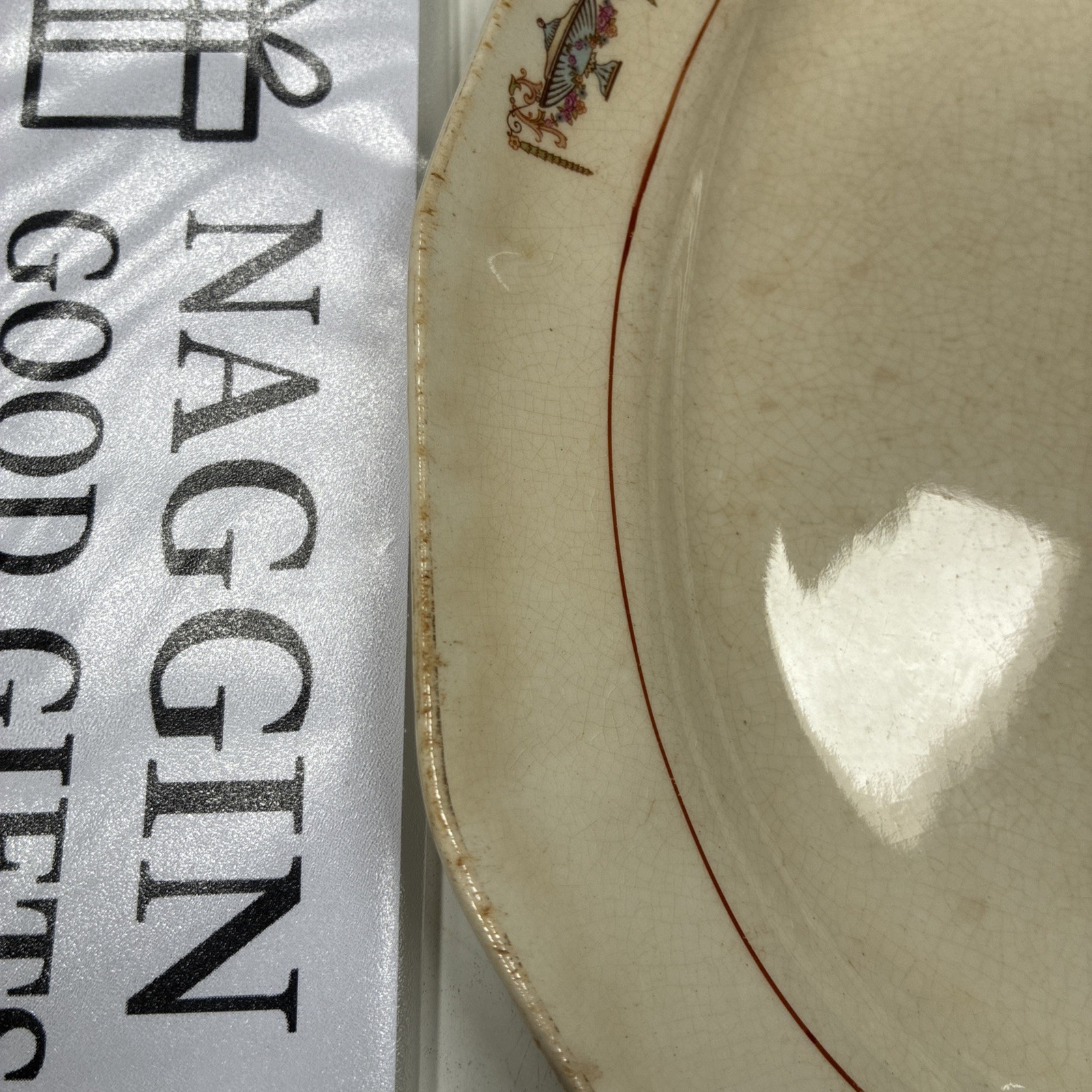 F.C. Co. Martha Washington Platter 12” Sebring Ohio Crazed Patina Blue White