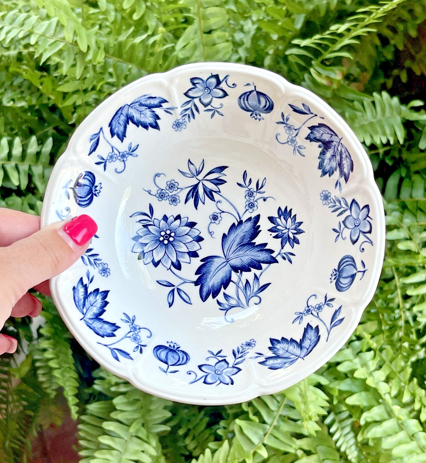 VTG Johnson Bros. England Windsor Ware Malvern Blue Coupe Cereal Bowl Set of (6)