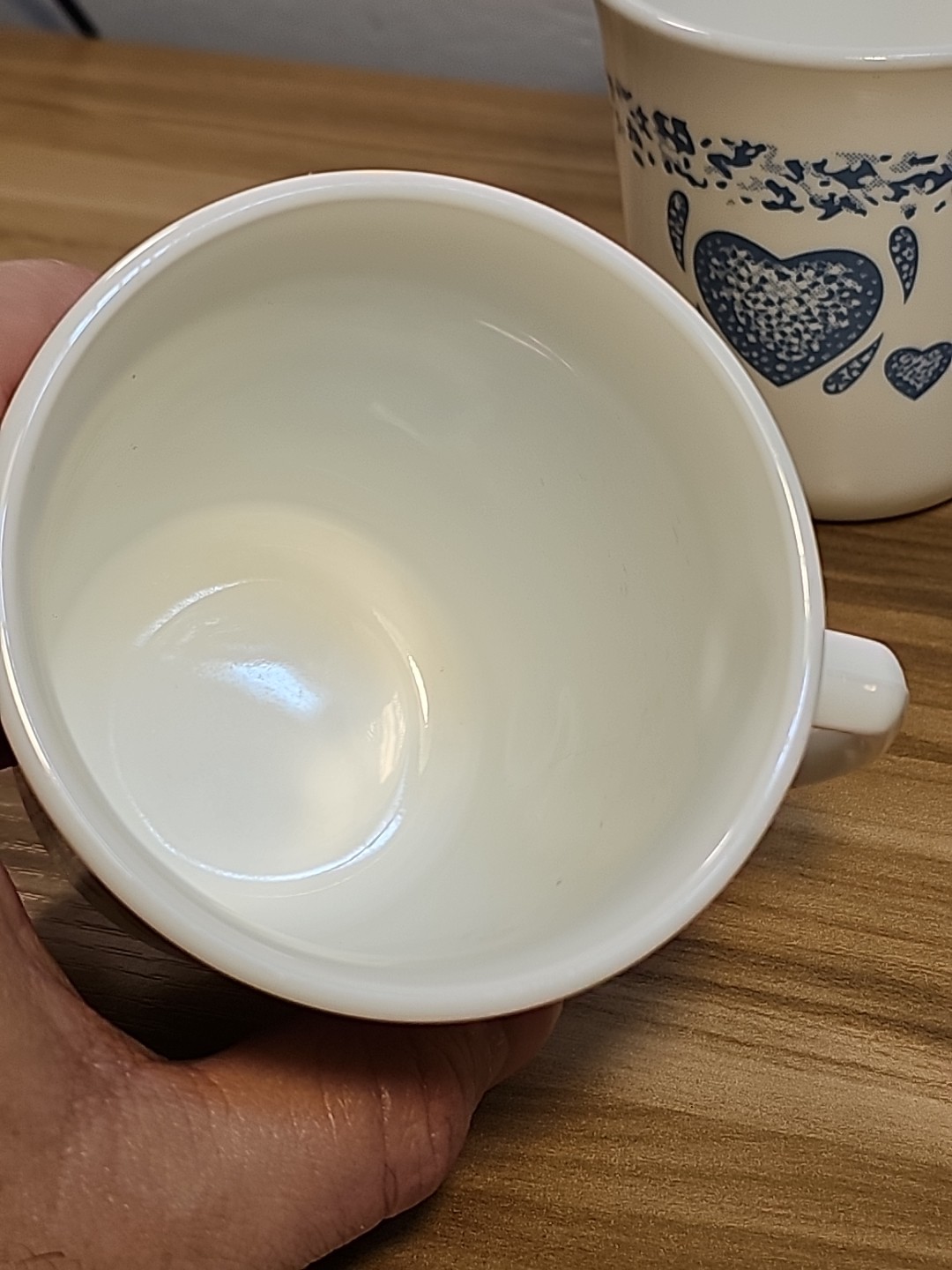Corelle Corning Blue Hearts Coffee Mug / Cups USA Made set of 4
