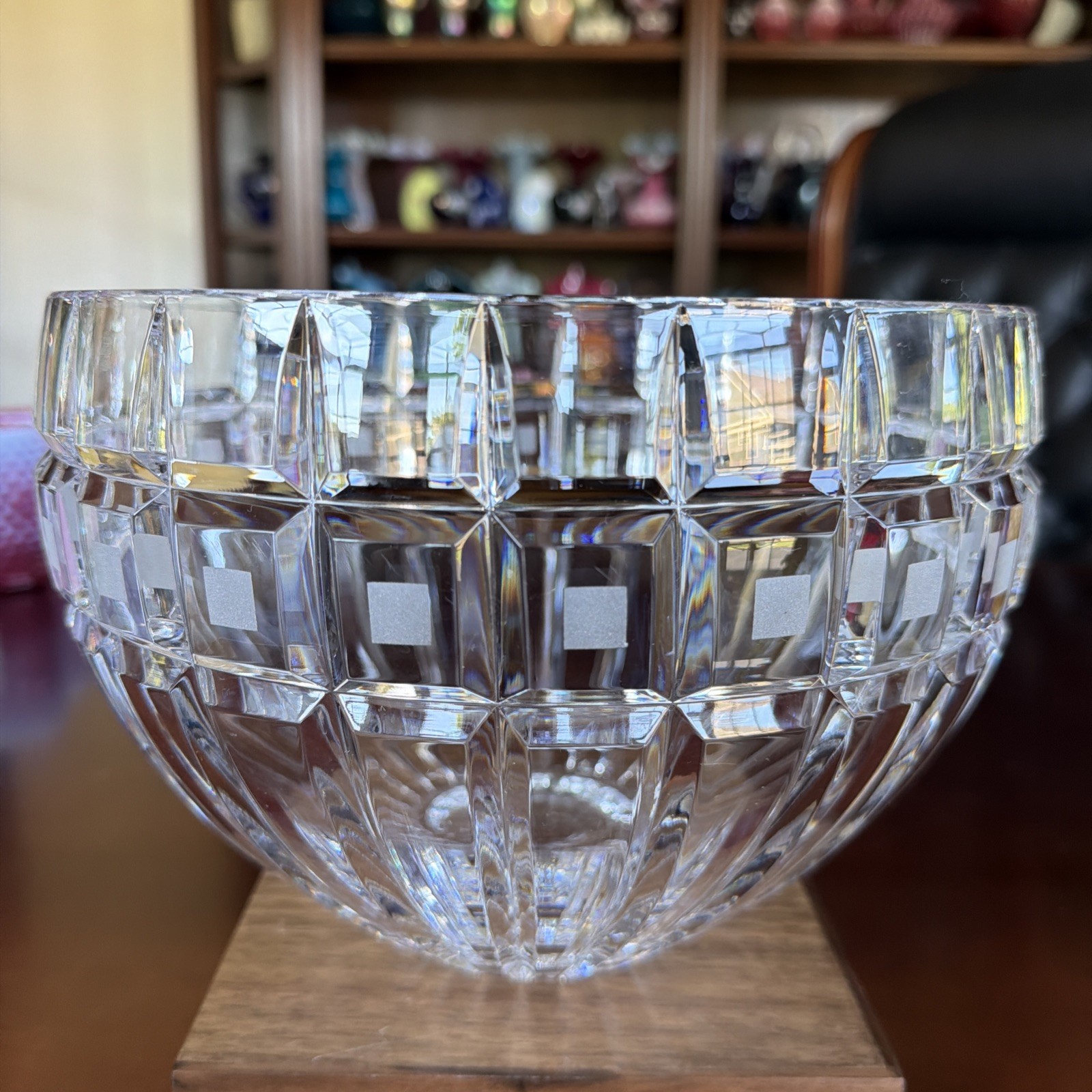 Vintage Large Waterford Marquis “Quadrata” 9.25” Crystal Centerpiece Bowl Signed