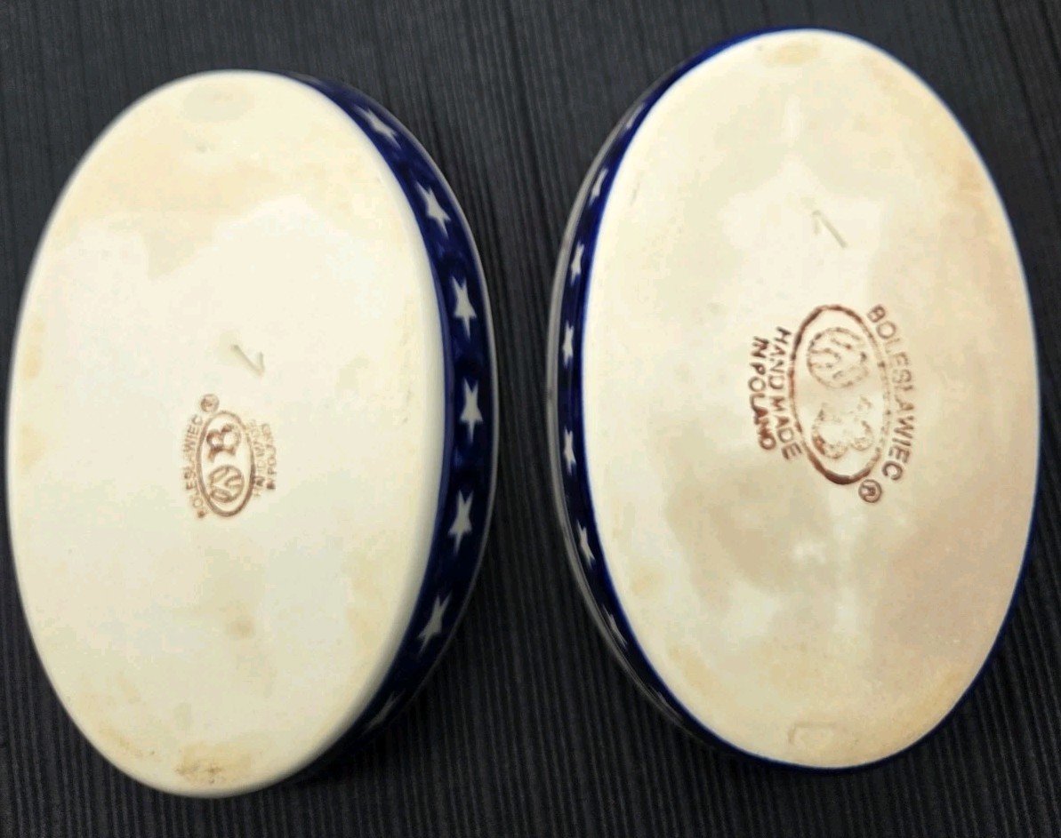 Vintage Boleslawiec Polish Pottery Stars 9.5″ Round Baker + Oval Dish VGC