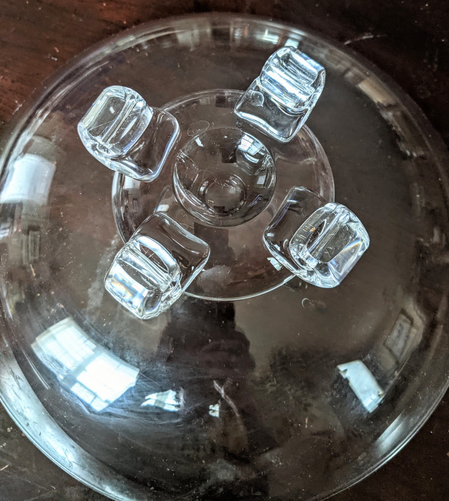 Vintage Steuben Art Glass Crystal Scroll Footed Bowl John Dreves Signed 11″