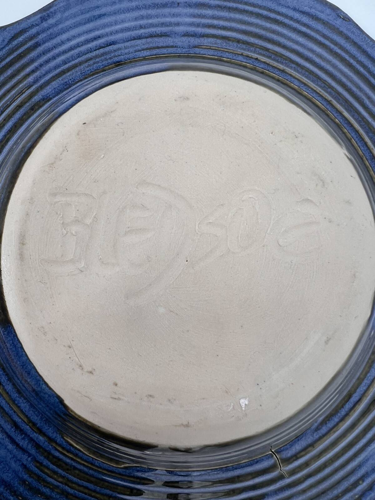 Ken Bledsoe Studio Art Pottery Decorative Large Blue Bowl North Carolina Signed