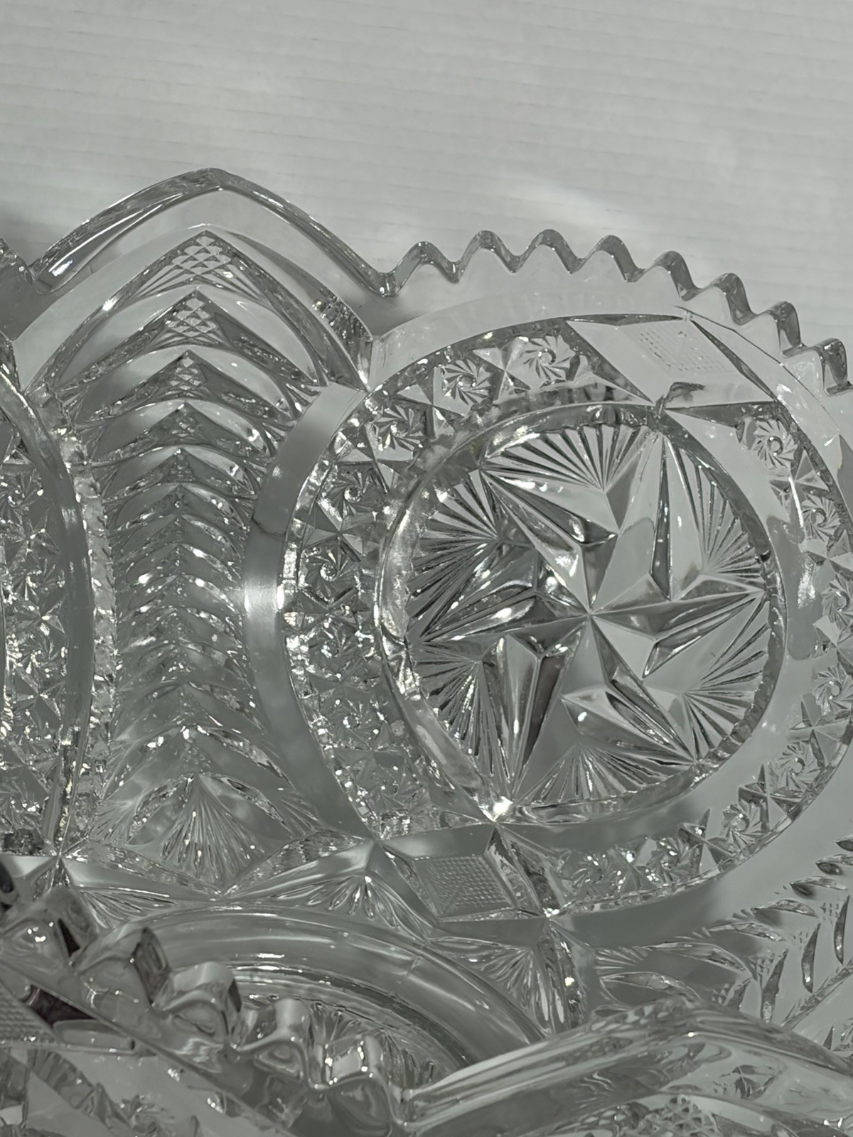 Vtg Rare Pattern Glass Pres Cut Punch Bowl Set LE Smith Stars Feather Horseshoe?