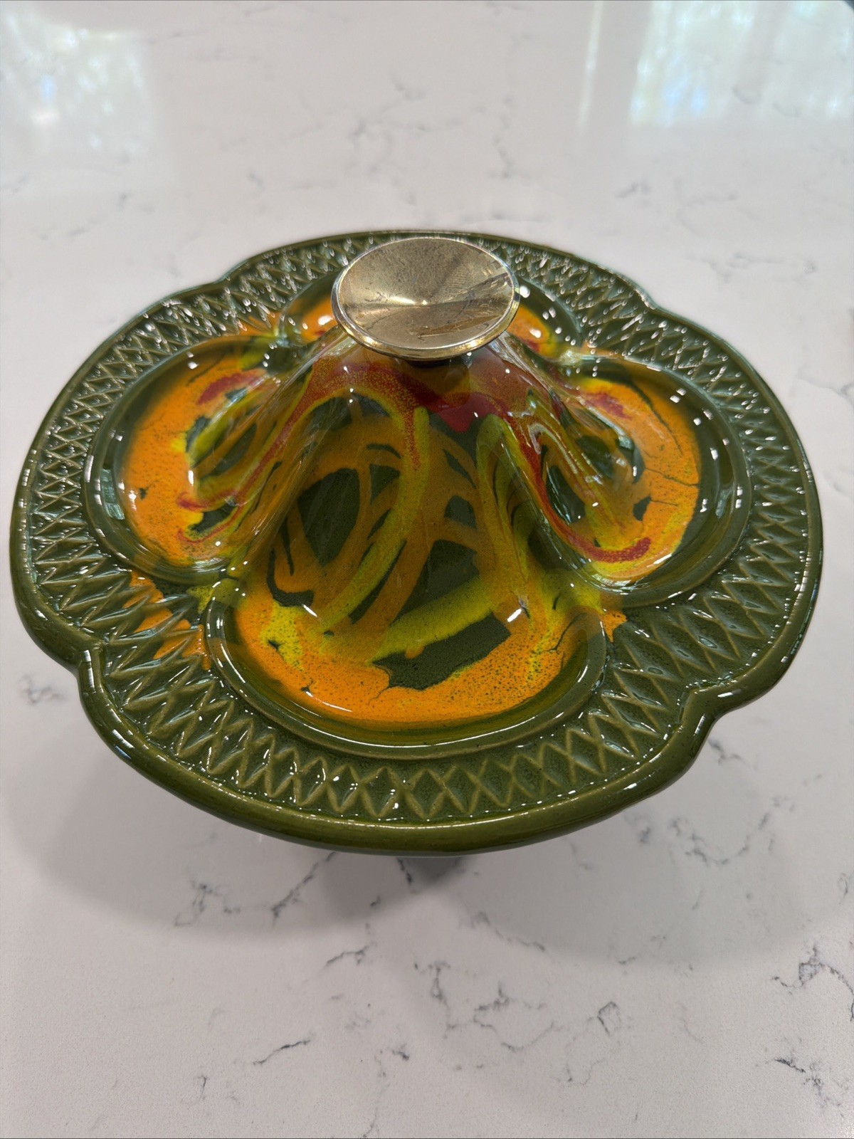 Vintage California Originals 732 Covered Bowl w/Lid Drip Glaze MCM Pottery USA